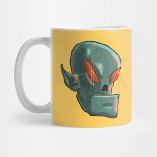 Grey alien head with lasers in eyes Mug